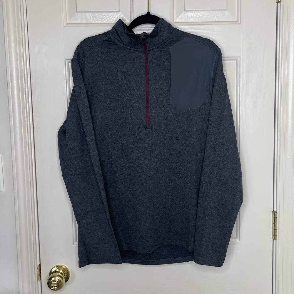 Eddie Bauer motion performance quarter zip pullover gray and purple | M